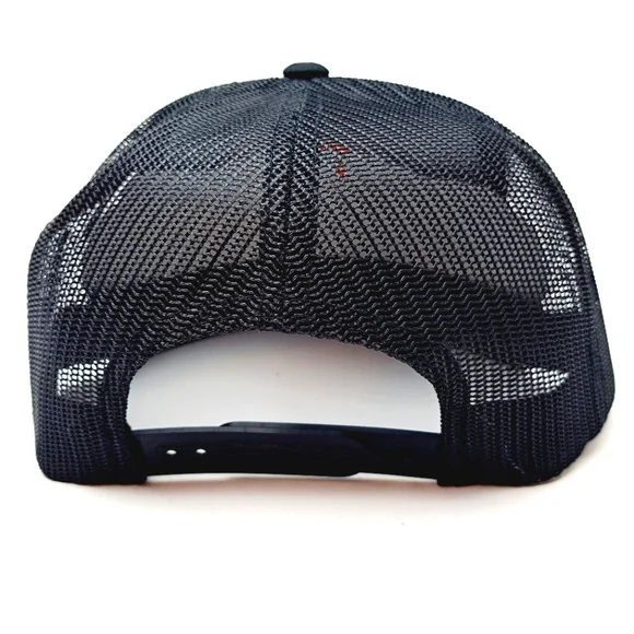 Bass Pro Shops Flat Bill Trucker Mesh Snapback Cap Hat Black Embroidered - Picture 4 of 4